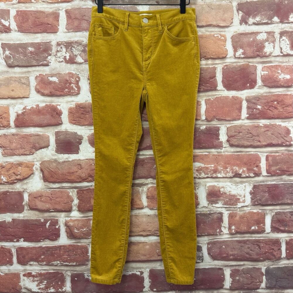 Ann Taylor Loft Pants Women's 2 Mustard Yellow Fine Corduroy High Waist Skinny - Picture 7 of 9